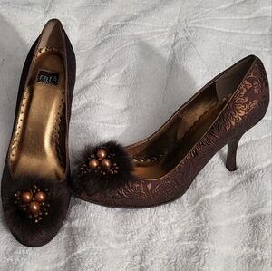 Elegant Brown Heels with Embellishments